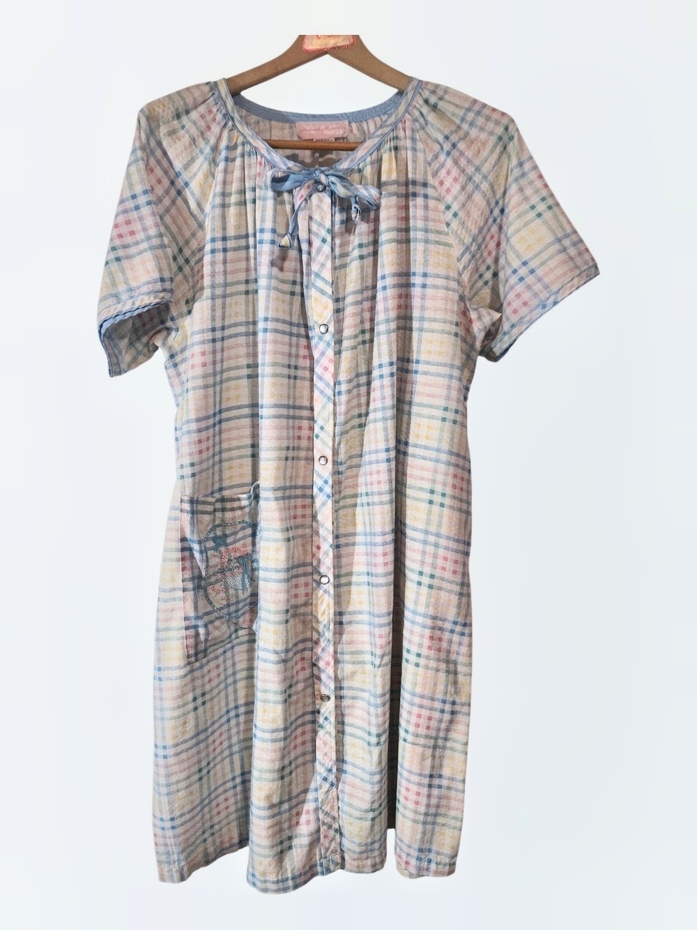 VTG "Sweet Memories" plaid house dress - L